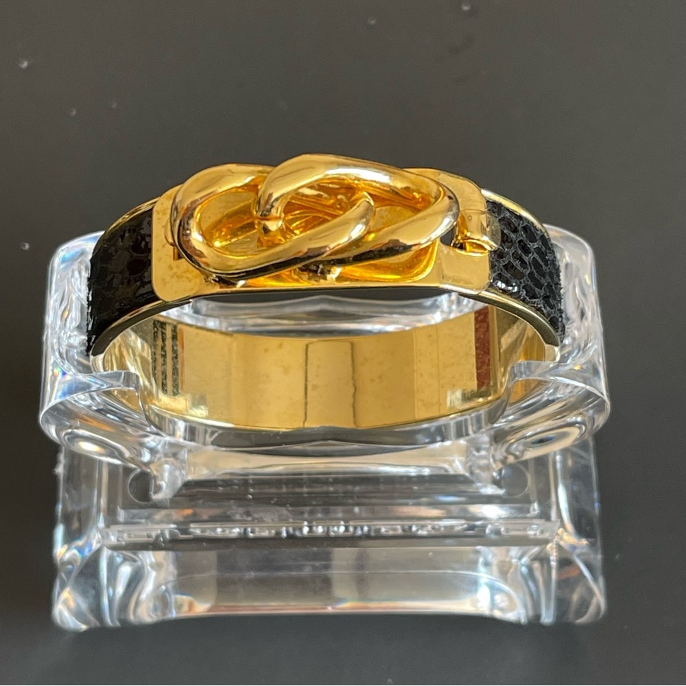Vintage gold tone & Black snakeskin bangle Bracelet